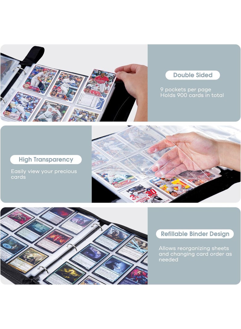 Binder Card Holder for Trading Card Games Collection, Holds up to 400 Cards with 50 Removable Sleeves, Green, 25 x 18.4 x 5 cm - Image 3