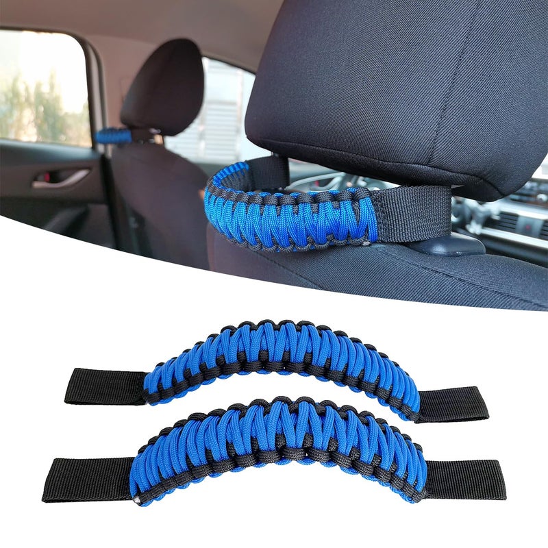 ROMASO Headrest Grab Handles Universal Backseat Grip Handles for Jeep Wrangler,Ford Bronco,Toyota,Tacoma,Tundra,Trucks,SUV,Cars,2Pack (Black&Blue) - Image 2