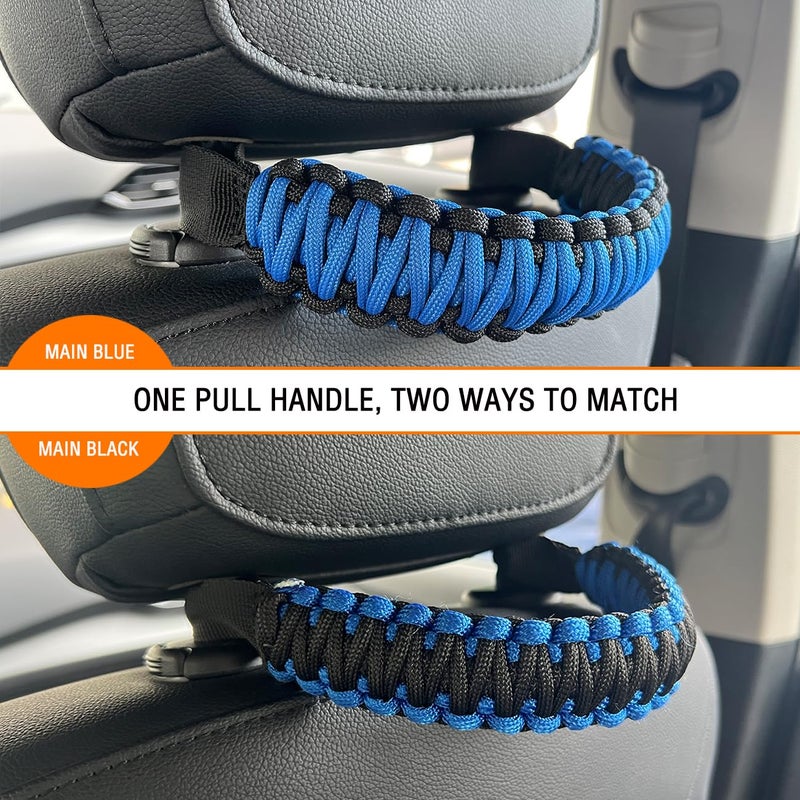 ROMASO Headrest Grab Handles Universal Backseat Grip Handles for Jeep Wrangler,Ford Bronco,Toyota,Tacoma,Tundra,Trucks,SUV,Cars,2Pack (Black&Blue) - Image 5