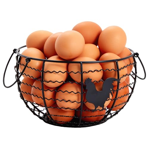 Juvale حامل البيض من جوفالي - سلة سلكية لسطح الطاولة - 8.2 × 8.2 × 4.9 بوصة، حديد أسود بتصميم ريفي - Image 4