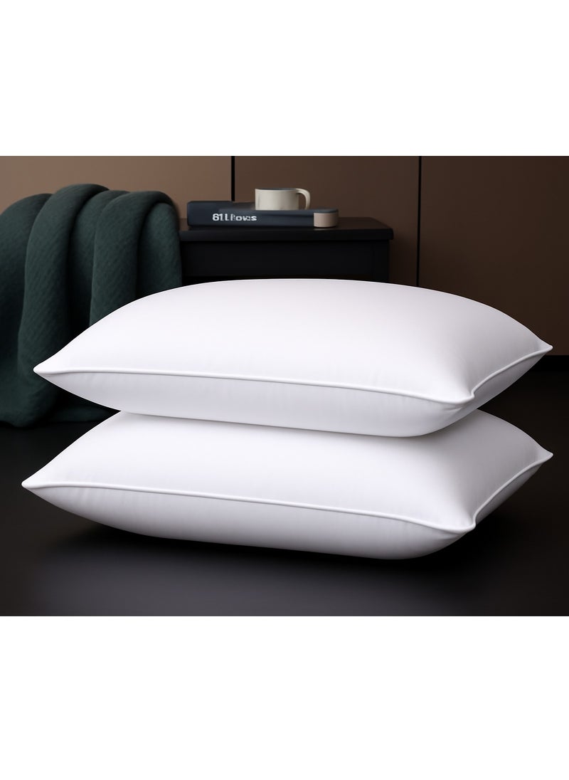 MAXQON Set of 2-Bed Pillow Single Piping Hotel Standard Extra Soft Microfiber Anti Allergic&Anti-bacterial,  Size(50x70CM)  - Image 1
