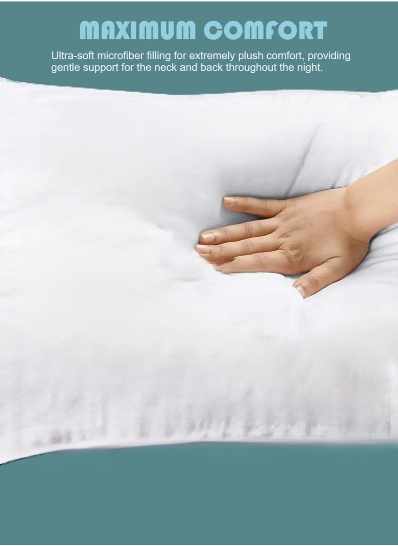 MAXQON Set of 2-Bed Pillow Single Piping Hotel Standard Extra Soft Microfiber Anti Allergic&Anti-bacterial,  Size(50x70CM)  - Image 4