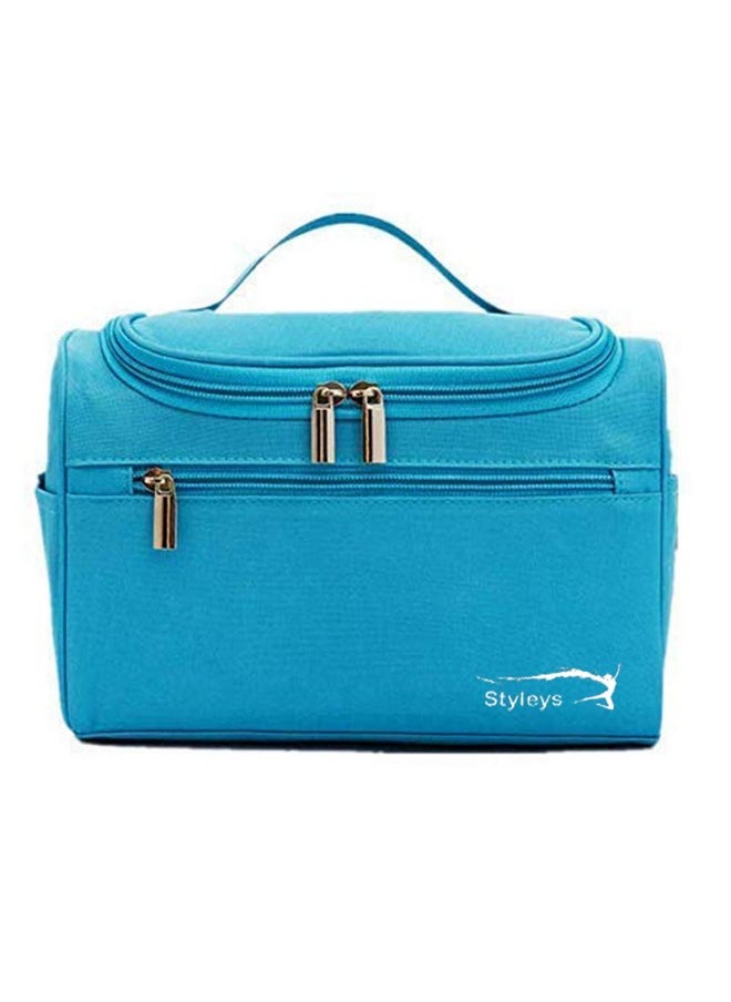 Styleys Styleys Hanging Travel Toiletry Bag, Waterproof Dopp Kit for Shaving Makeup Accessories, Men Cosmetic Organizer with Large Capacity, for Gym, Camping (Sky Blue S1622)  - Image 1
