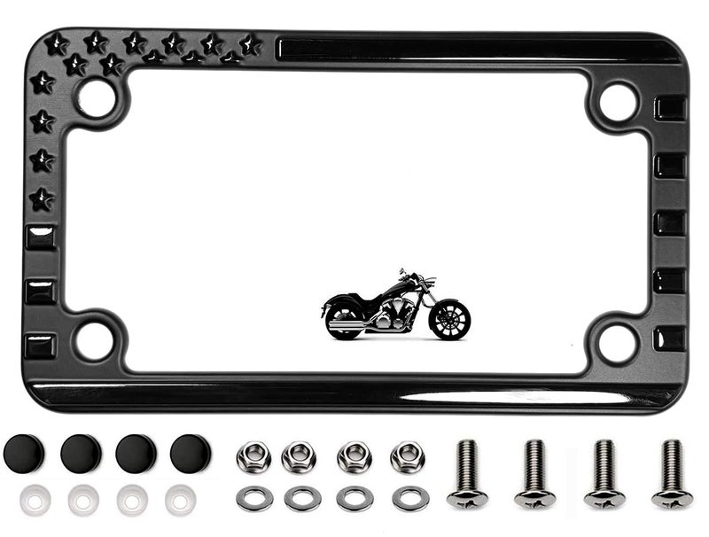 MULL 3D Embossed American Flag Motorcycle Aluminum License Plate Frame Black Pack of 1 - Image 3