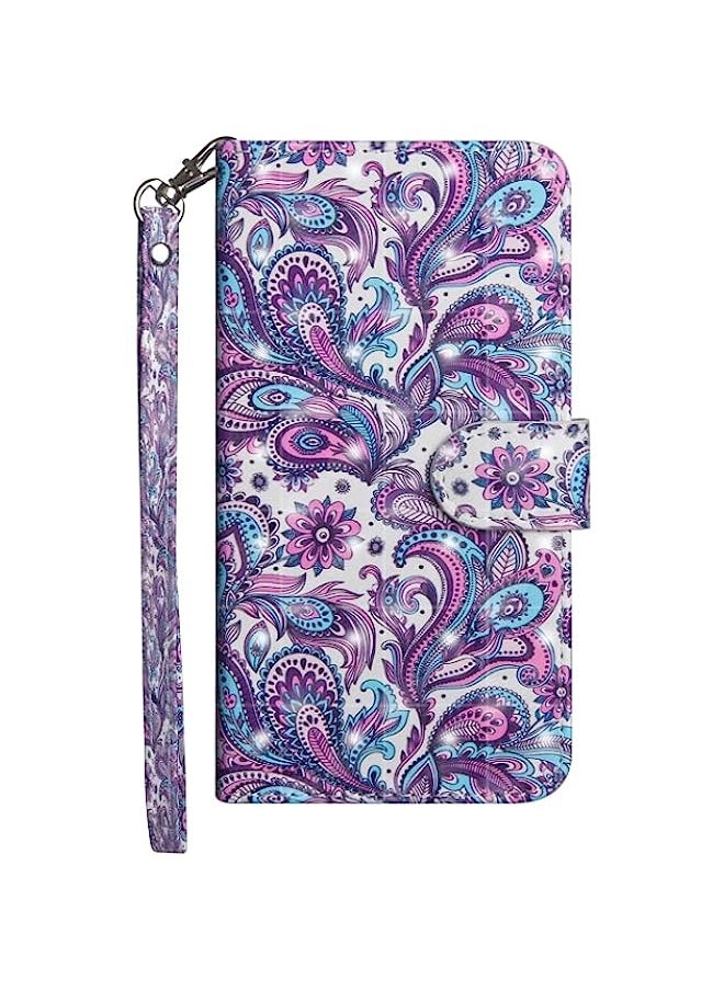 HuHa Case Cover Compatible For Motorola E6 Plus Colored Drawing Horizontal Flip PU Leather Case with Holder & Card Slots & Wallet Swirl Pattern