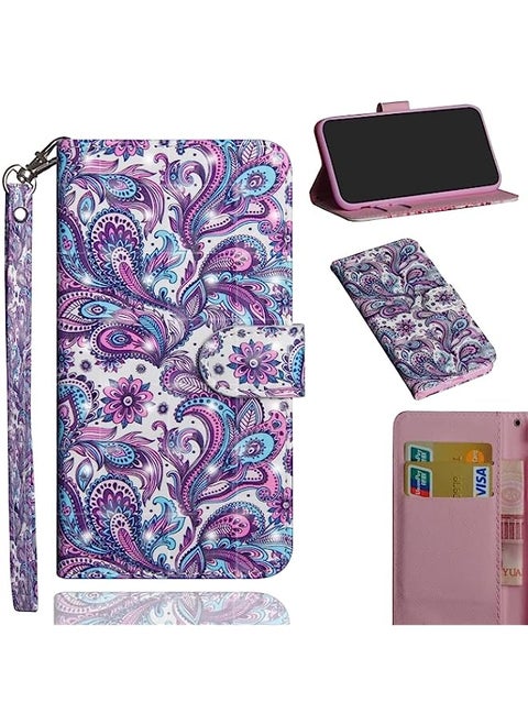 HuHa Case Cover Compatible For Motorola E6 Plus Colored Drawing Horizontal Flip PU Leather Case with Holder & Card Slots & Wallet Swirl Pattern