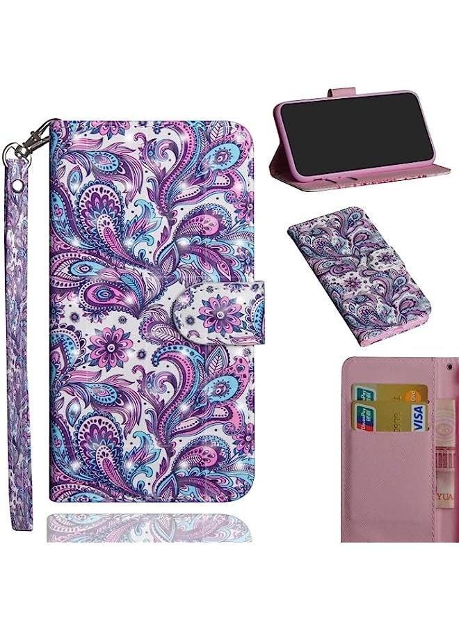 HuHa Case Cover Compatible For Motorola E6 Plus Colored Drawing Horizontal Flip PU Leather Case with Holder & Card Slots & Wallet Swirl Pattern