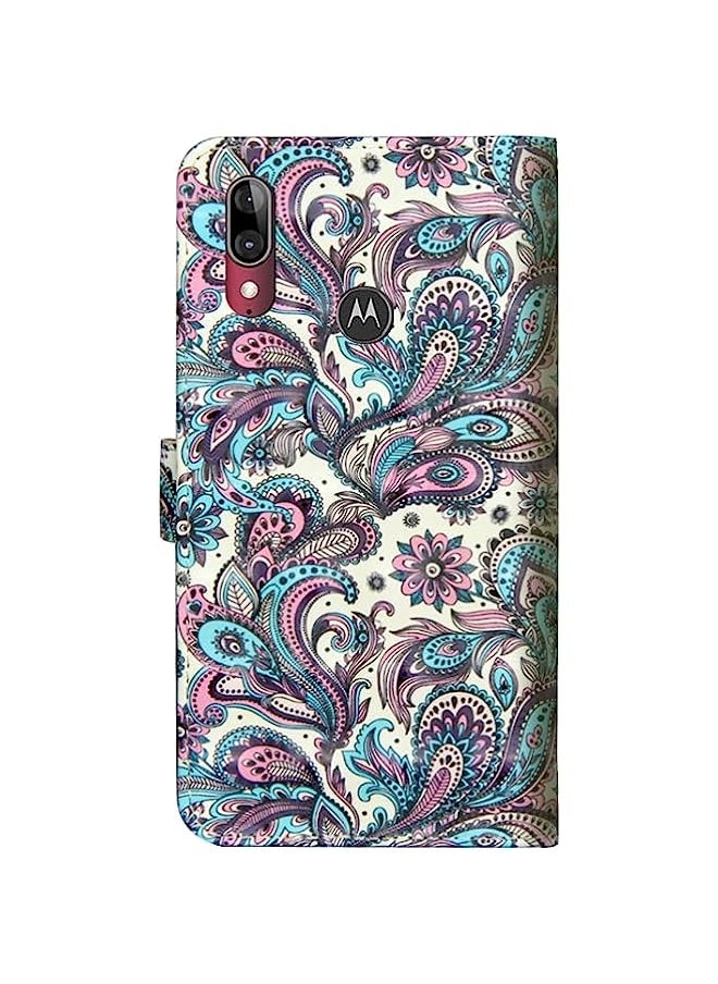 HuHa Case Cover Compatible For Motorola E6 Plus Colored Drawing Horizontal Flip PU Leather Case with Holder & Card Slots & Wallet Swirl Pattern