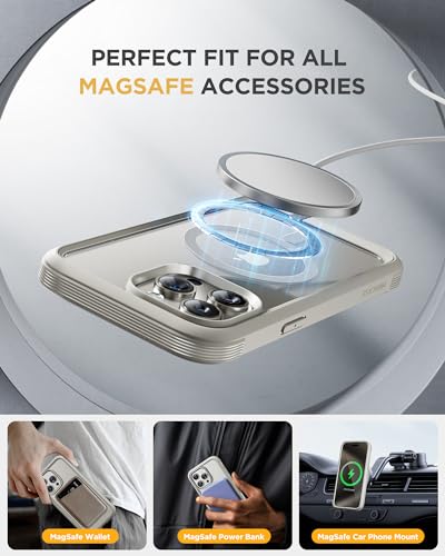 Miracase Magnetic for iPhone 15 Pro Case [Compatible with MagSafe] Full-Body Phone case with Built-in Glass Screen Protector& Camera Protector, Military Drop Proof 15 Pro Cover,Titan - Image 5