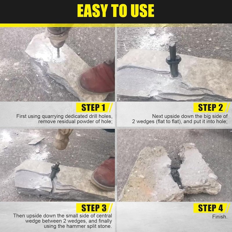 FLK Tech 10 Pack 5/8" Plug Wedges and Feather Shims Concrete Rock Stone Splitter Hand Tools 16mm, Stone Splitting Tools - Image 5