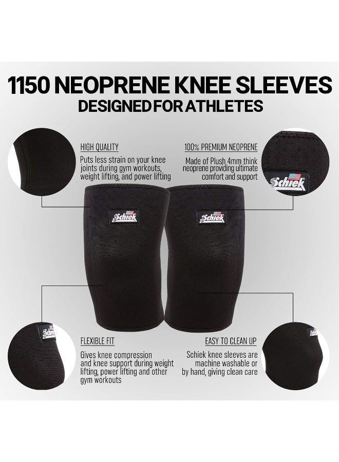 Schiek أكمام الركبة النيوبرين المثقبة باللون الأسود مقاس: كبير - Image 4