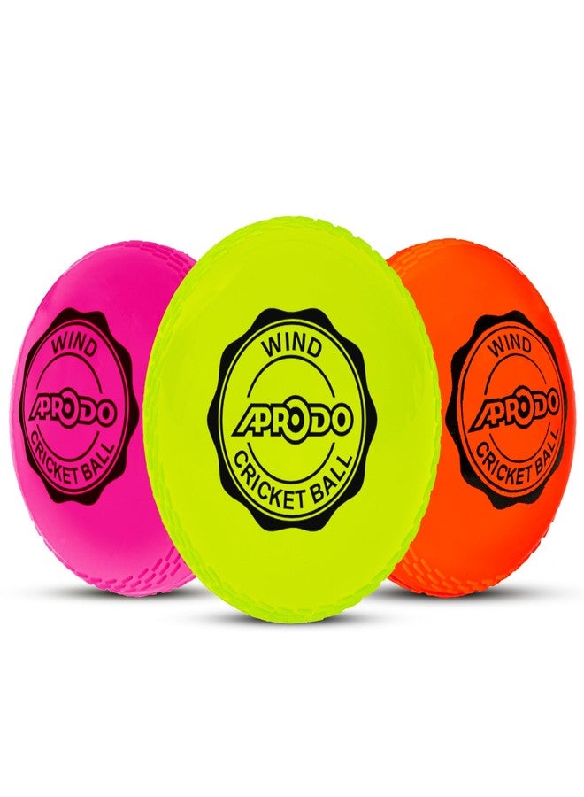 Aprodo Wind Cricket Balls Soft PVC Light Weight Durable Recommended for Training Practice Coaching Indoor & Outdoor (Multi-Wind Ball- Pack 3) - Image 1