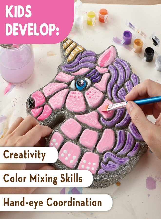 MindWare Paint Your Own Stepping Stone Unicorn - Kit Includes Weather Proof Stone, Paint and Brushes - Image 4