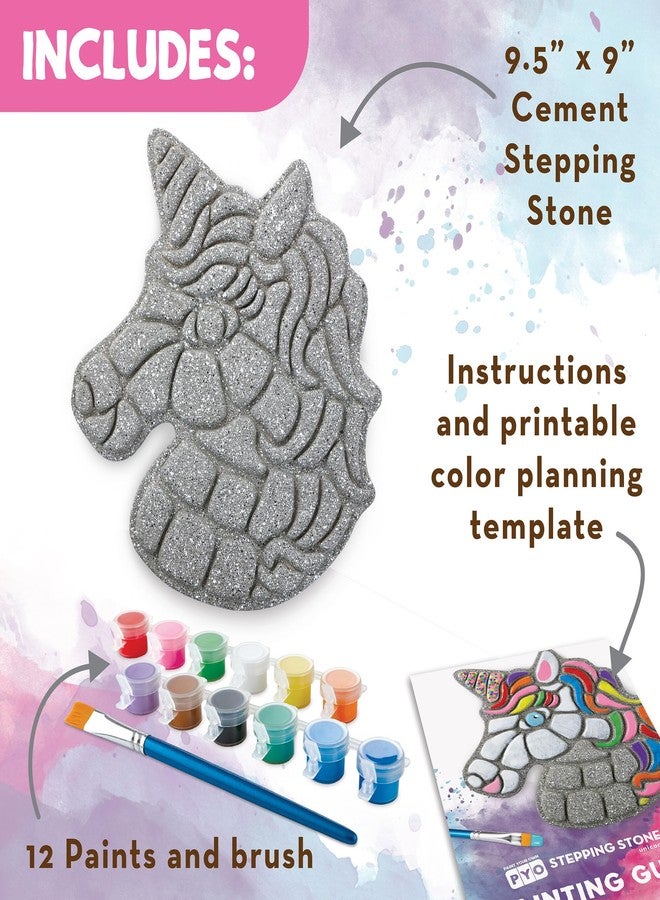 MindWare Paint Your Own Stepping Stone Unicorn - Kit Includes Weather Proof Stone, Paint and Brushes - Image 2