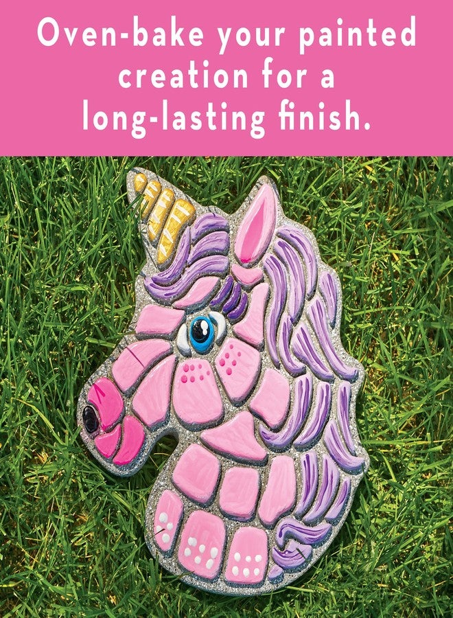 MindWare Paint Your Own Stepping Stone Unicorn - Kit Includes Weather Proof Stone, Paint and Brushes - Image 5