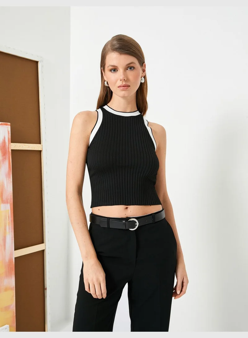 KOTON Halter Neck Ribbed Tank Top