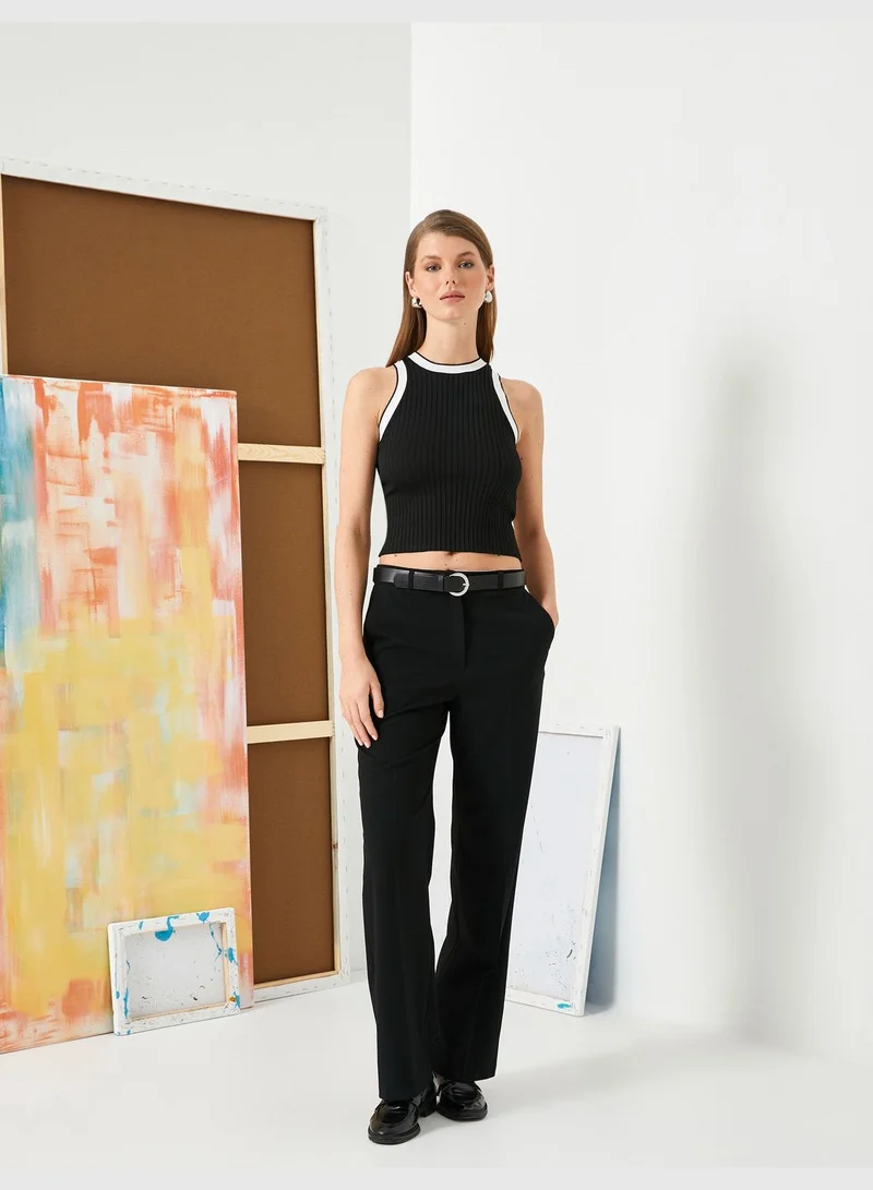 KOTON Halter Neck Ribbed Tank Top