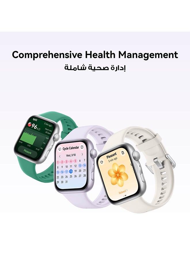 هواوي ساعة ذكية WATCH FIT 5، تمارين مصغرة، تتبع متقدم للنوم والصحة، مراقب رياضي، متوافقة مع iOS وAndroid، عمر بطارية يصل إلى 10 أيام مع سماعات FreeBuds SE 2 مجانية + واجهات ساعة + HUAWEI Health+ - Image 4