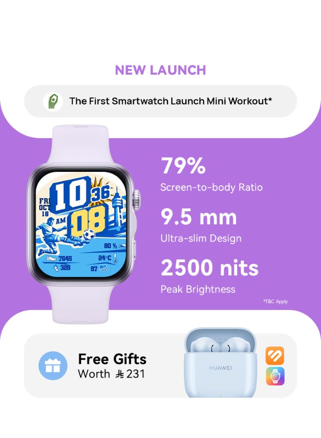 HUAWEI WATCH FIT 5 Smart Watch, Mini Workout , Advanced Sleep & Health Tracking, Sports Monitor, iOS & Android, Up to 10-Day Battery Life with Free FreeBuds SE 2 + Watch Faces + HUAWEI Health+, purple