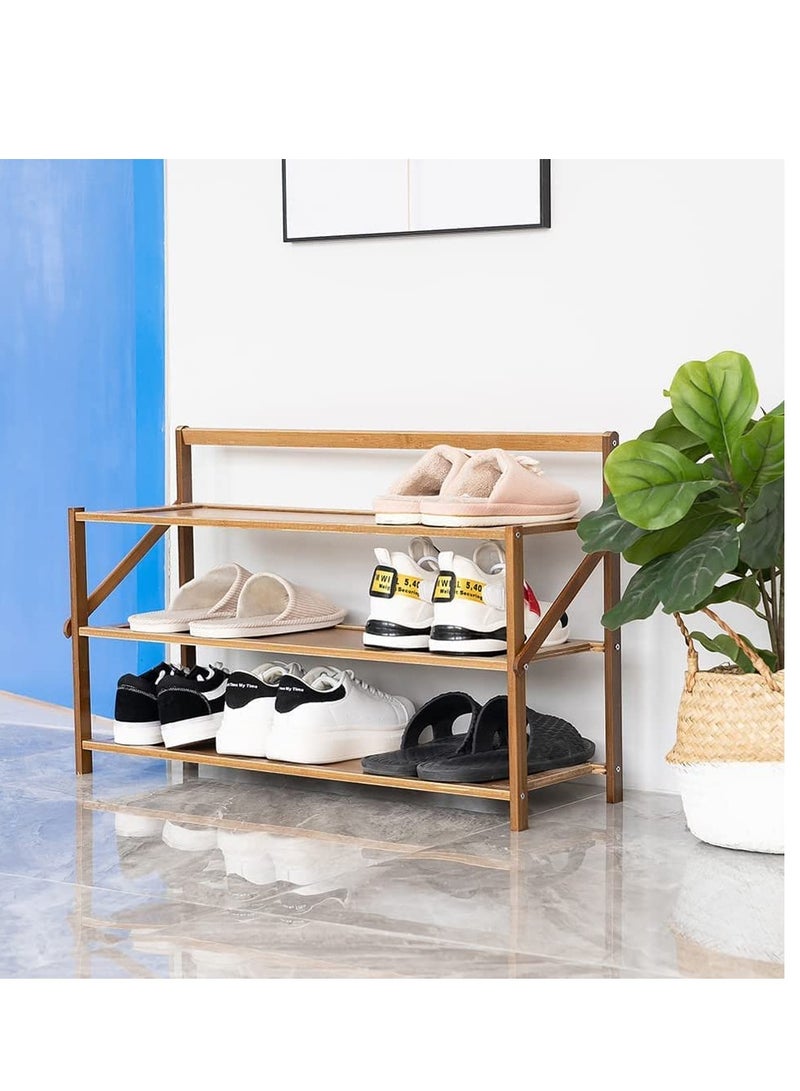 Generic FFD Foldable Bamboo Shoe Rack 3Tier Bamboo Shoe Rack Installation-Free Shoe Shelf Storage Organizer for Unit Entryway Hallway & Closet Sturdy Freestanding Shoe shelf  - Image 4