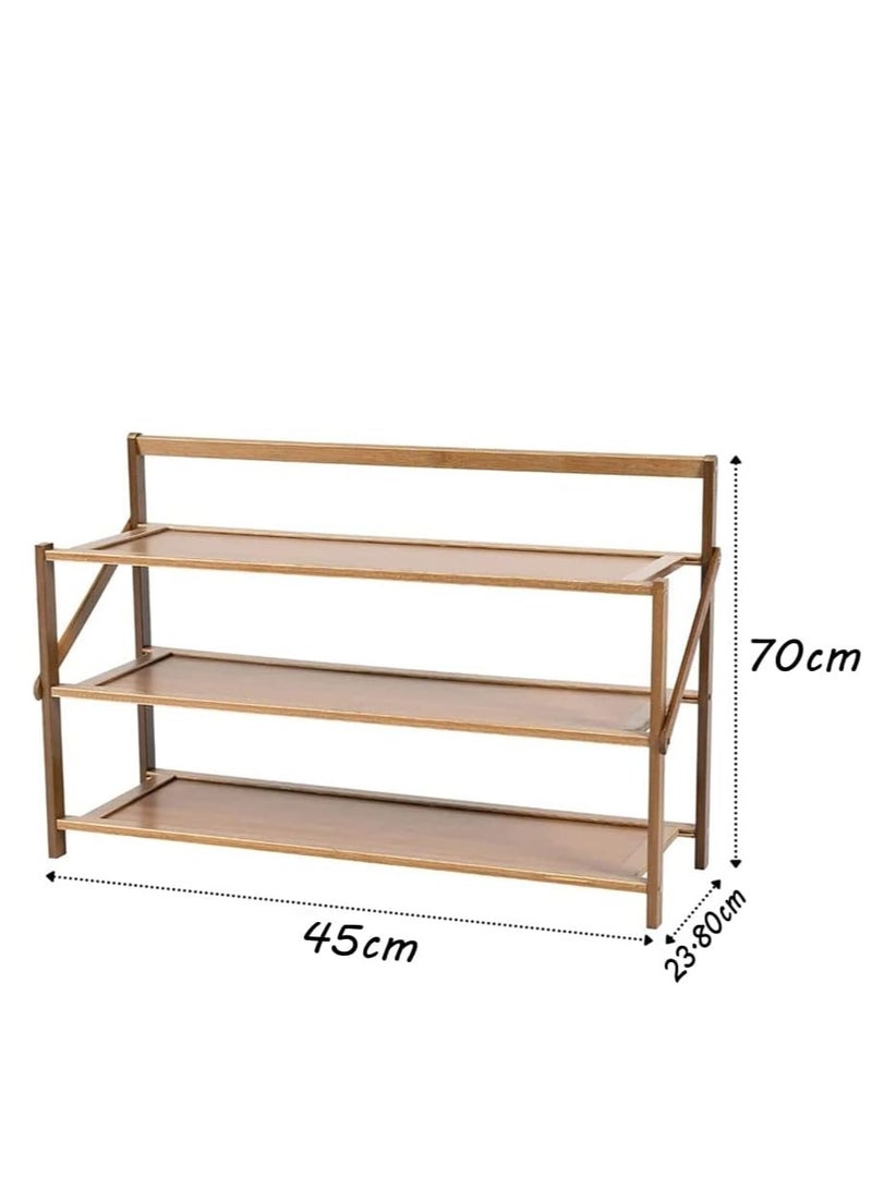 Generic FFD Foldable Bamboo Shoe Rack 3Tier Bamboo Shoe Rack Installation-Free Shoe Shelf Storage Organizer for Unit Entryway Hallway & Closet Sturdy Freestanding Shoe shelf  - Image 2