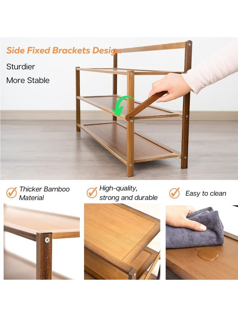 Generic FFD Foldable Bamboo Shoe Rack 3Tier Bamboo Shoe Rack Installation-Free Shoe Shelf Storage Organizer for Unit Entryway Hallway & Closet Sturdy Freestanding Shoe shelf  - Image 5
