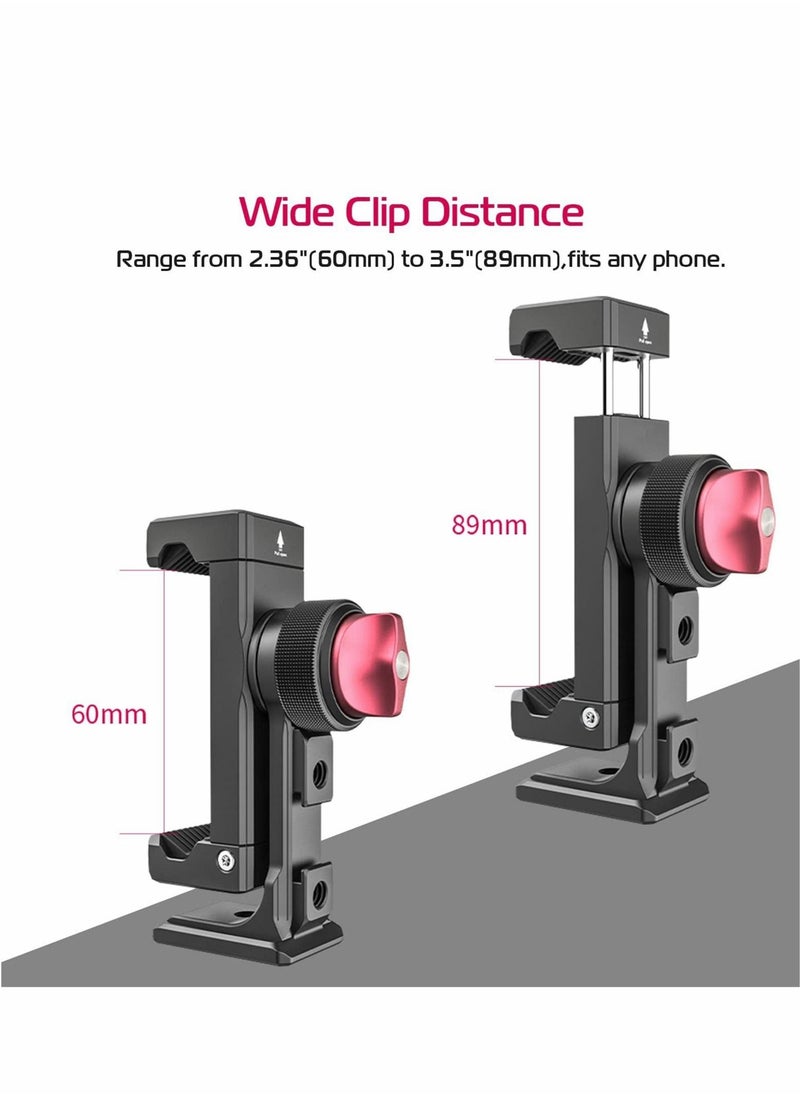 Generic - Metal Phone Tripod Mount,3 Cold Shoes & Arca Port, 360° Smartphone Tripod Adapter for iPhone,for Samsung Cell Phone Stand Holder for Desktop Tripod Video Vlogging Rig Attachment - Image 1