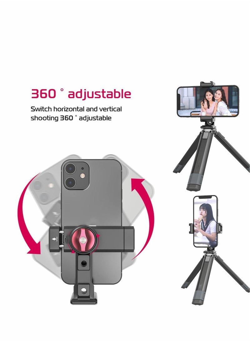 Generic - Metal Phone Tripod Mount,3 Cold Shoes & Arca Port, 360° Smartphone Tripod Adapter for iPhone,for Samsung Cell Phone Stand Holder for Desktop Tripod Video Vlogging Rig Attachment - Image 1