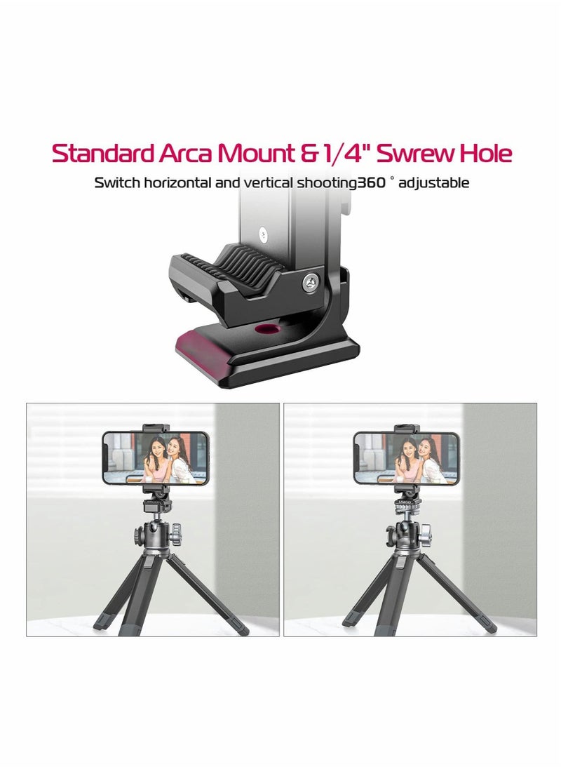 Generic - Metal Phone Tripod Mount,3 Cold Shoes & Arca Port, 360° Smartphone Tripod Adapter for iPhone,for Samsung Cell Phone Stand Holder for Desktop Tripod Video Vlogging Rig Attachment - Image 1