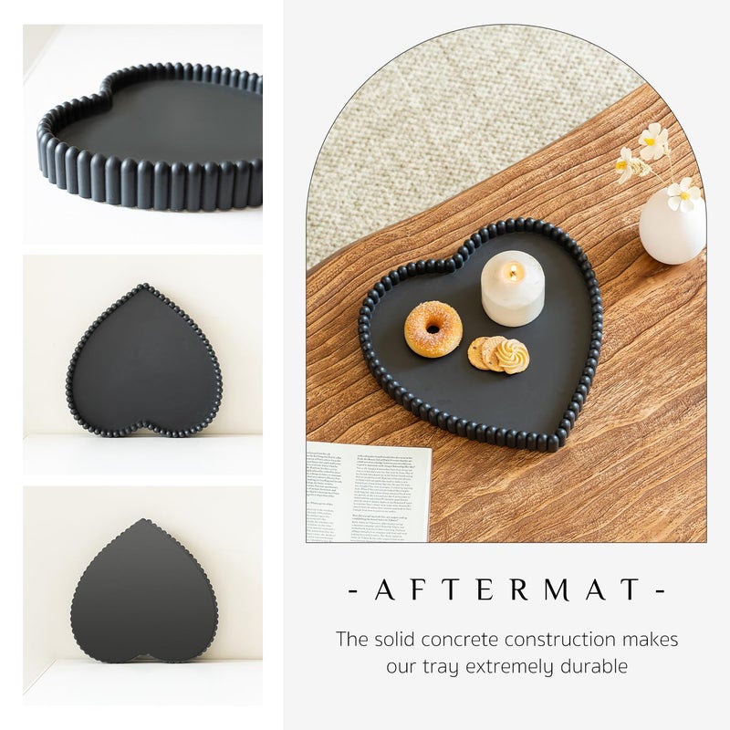Aftermat Coffee Table Tray, Home Decor Heart Shaped Tray, Concrete Black Coffee Table Decor Trays, Serving Decorative Trays for Dining Table - Image 4