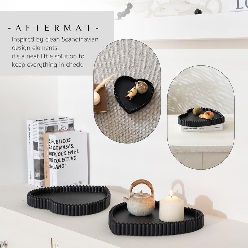 Aftermat Coffee Table Tray, Home Decor Heart Shaped Tray, Concrete Black Coffee Table Decor Trays, Serving Decorative Trays for Dining Table - Image 5