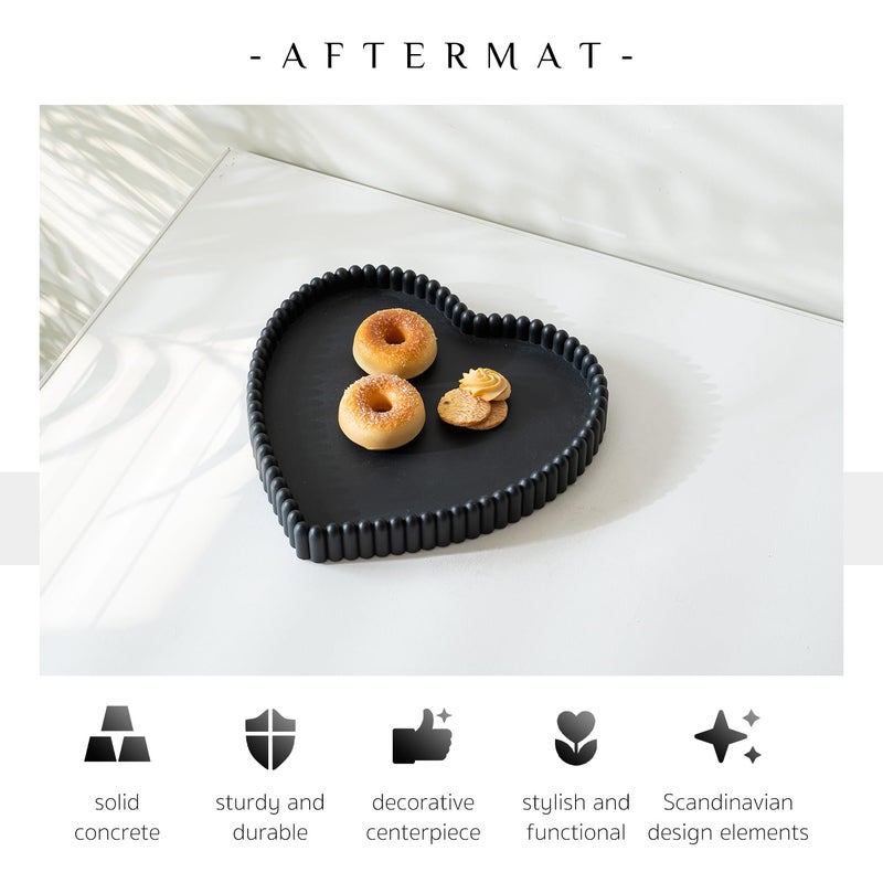 Aftermat Coffee Table Tray, Home Decor Heart Shaped Tray, Concrete Black Coffee Table Decor Trays, Serving Decorative Trays for Dining Table - Image 2