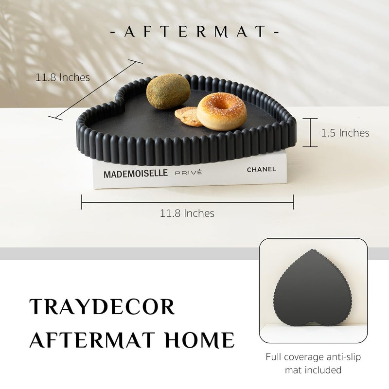Aftermat Coffee Table Tray, Home Decor Heart Shaped Tray, Concrete Black Coffee Table Decor Trays, Serving Decorative Trays for Dining Table - Image 3