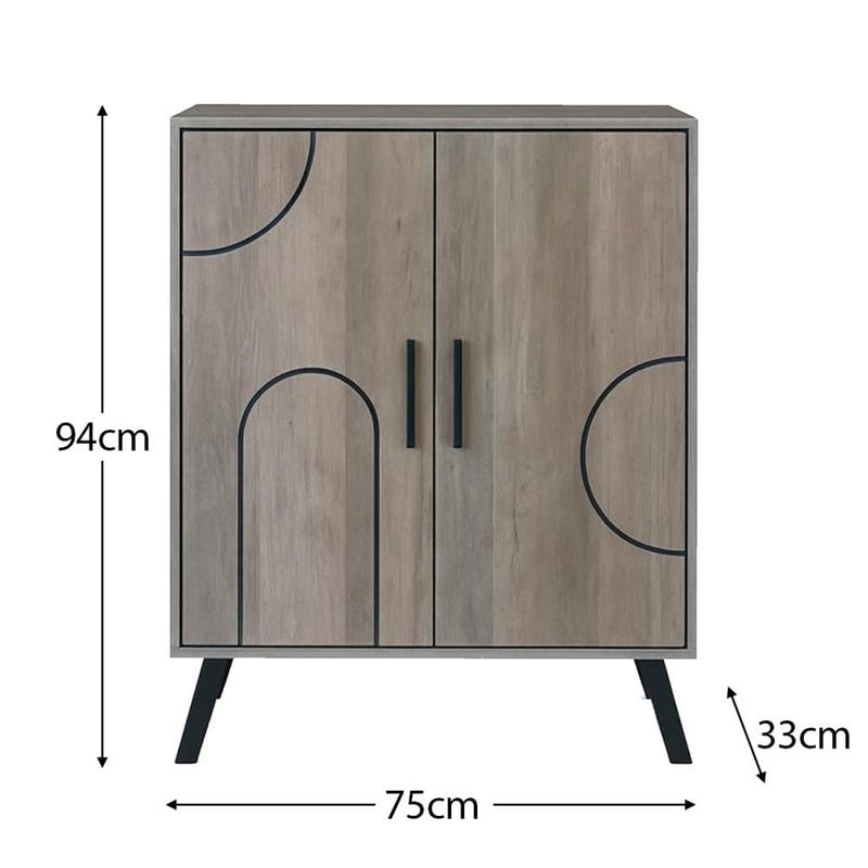 بيتي خزانة أحذية 4 أدوار بابين خشب ماليزي - رمادي مع بني - Image 5