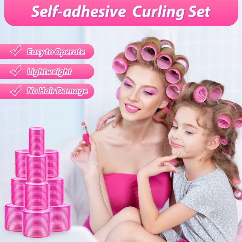 shynek Hair Rollers 48 Pcs Set, 24Pcs Hair Rollers 4 Sizes and 24 Pcs Hair Clips for Long Medium Short Hair (Pink) - Image 5