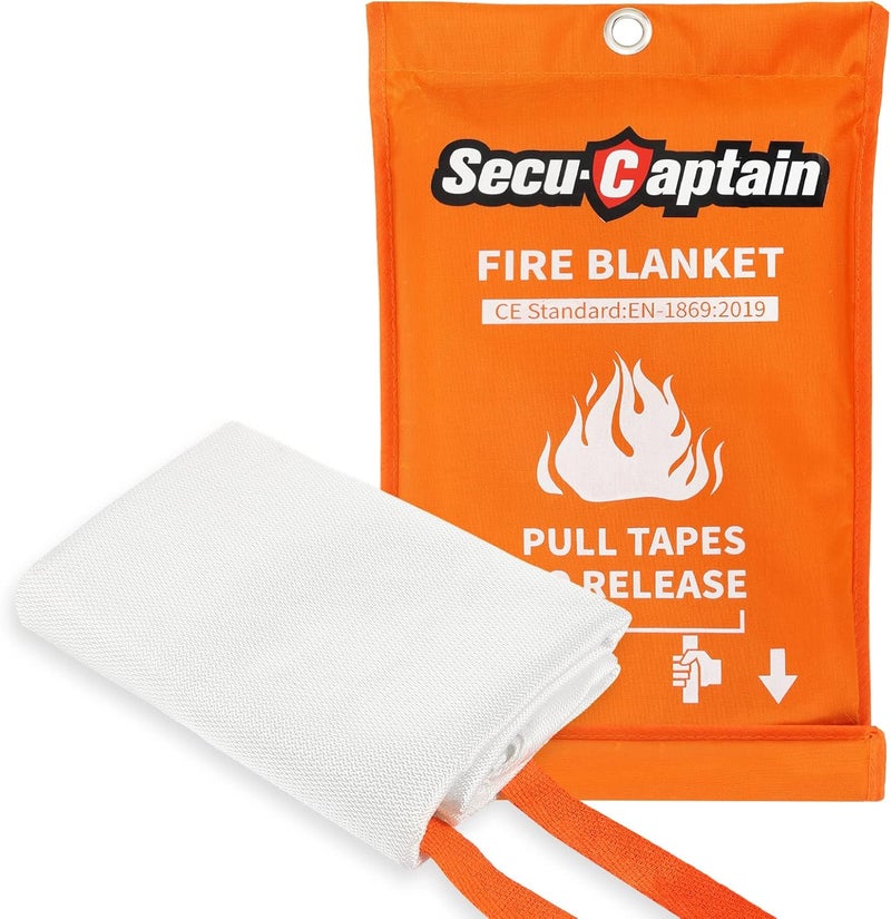 SecuCaptain Emergency Fire Blanket for Home and Kitchen - 40"x40" Prepared Flame Suppression Fiberglass Fire Blankets for House Camping Car Office Warehouse Emergency Survival Safety - Image 1