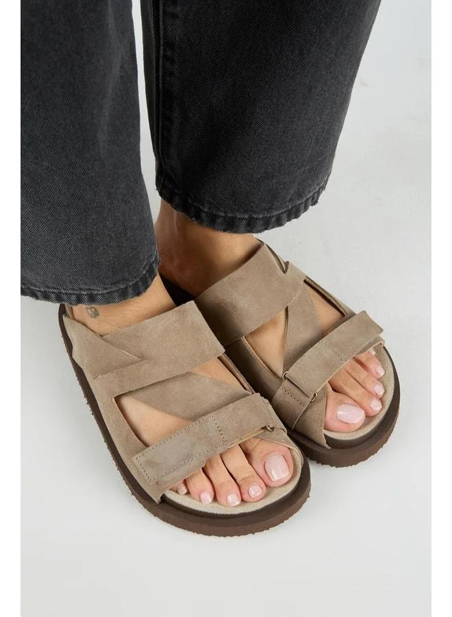 Manijero  Elifi Women's Genuine Leather Strap strap Beige Slippers for Women | Best Price UAE