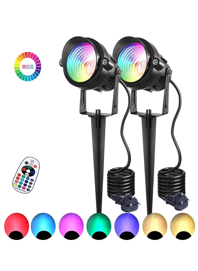 بولوز قطعتان من مصابيح الإضاءة المحيطة RGBW الأرضية، مصابيح LED خارجية مقاومة للماء بقوة 6 واط، مصابيح LED للحدائق والمروج، قابلة للتعتيم بجهاز تحكم عن بعد، متعددة الألوان وقابلة للتعديل. - Image 1