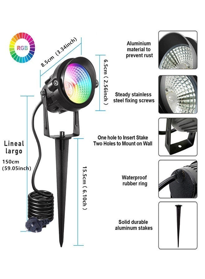 بولوز قطعتان من مصابيح الإضاءة المحيطة RGBW الأرضية، مصابيح LED خارجية مقاومة للماء بقوة 6 واط، مصابيح LED للحدائق والمروج، قابلة للتعتيم بجهاز تحكم عن بعد، متعددة الألوان وقابلة للتعديل. - Image 3