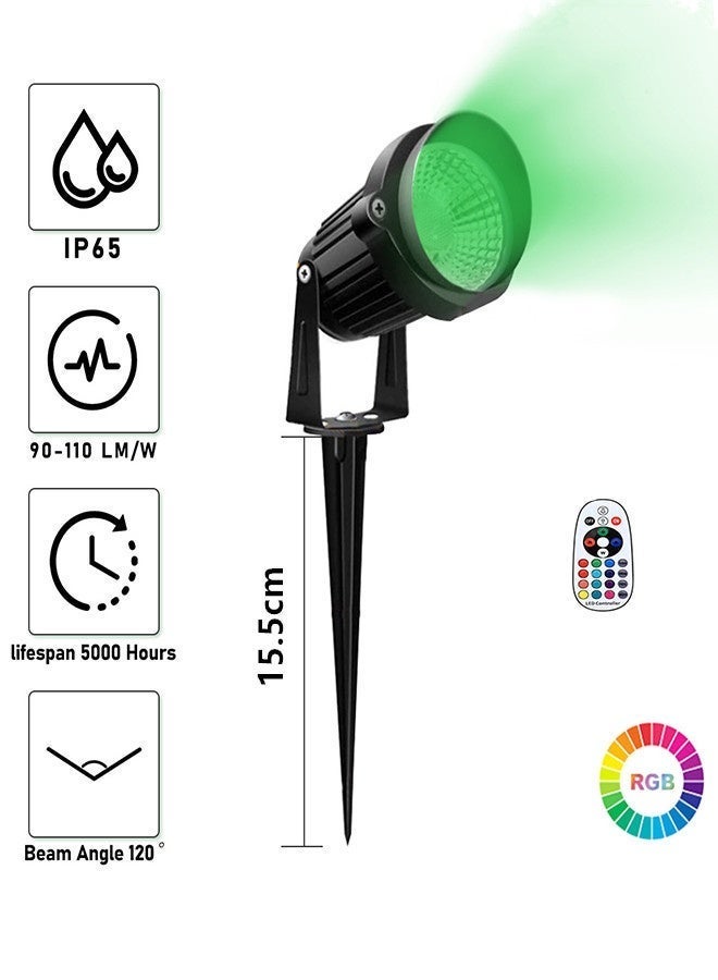 Indoor Ambient Light Decorative Lights,Garden Wall Lights Landscape Lightings RGBW LED 2 Pieces Set,Ambient Lighting RGBW Ground Spike Lawn Lights Festive Atmosphere Lights Outdoor Landscape LED Lights 6W Waterproof Garden Lights LED Spotlights with Spike Mounts For Lawn Garden Decorative Party Lighting Dimmable with Remote Control Multi-Color Adjustable - Image 2