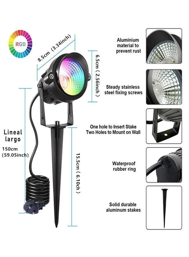 Indoor Ambient Light Decorative Lights,Garden Wall Lights Landscape Lightings RGBW LED 2 Pieces Set,Ambient Lighting RGBW Ground Spike Lawn Lights Festive Atmosphere Lights Outdoor Landscape LED Lights 6W Waterproof Garden Lights LED Spotlights with Spike Mounts For Lawn Garden Decorative Party Lighting Dimmable with Remote Control Multi-Color Adjustable - Image 3