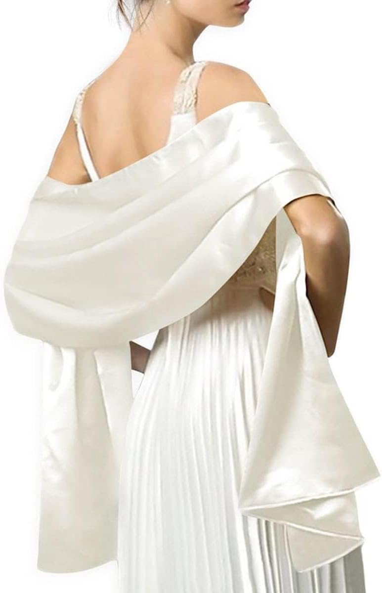 MLMW Shawls and Wraps for Evening Dresses Satin Shawl Wraps for Women Extra Long Wedding Shawls for Bridal Party - Image 2