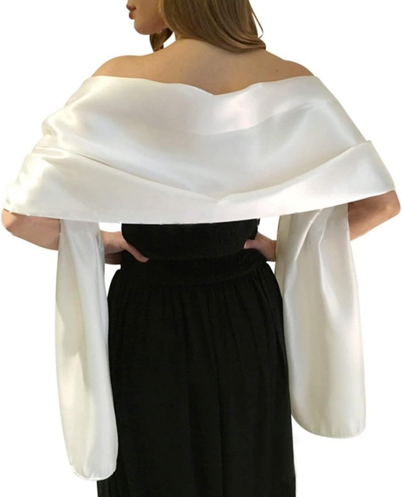 MLMW Shawls and Wraps for Evening Dresses Satin Shawl Wraps for Women Extra Long Wedding Shawls for Bridal Party - Image 1
