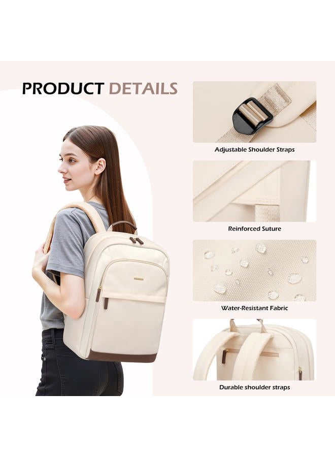 GOLF QUALITY Laptop Backpack for Women Travel Carry On Bag Weekender Business Multilayer Personal Item Backpack,16 Inch,WApricot - Image 5