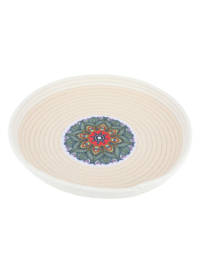 السيف  سلة تقديم من القماش مقاس 33 × 33 × 3 سم، دائرية باللون الأبيض - Image 1