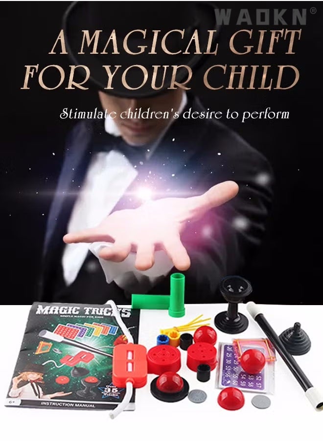 WAOKN - Jumbo Box of Magic Tricks for Kids & Adults, Magic Box Gift for Kids ,Magic Set Magician Game Indoor Game,Magic Set for Children Including Mystical Cards Wand and More,Best Gift for Beginners - Image 1