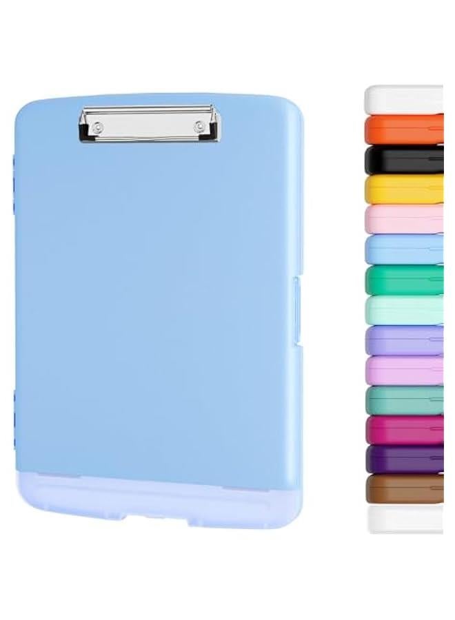 Clipboard with Storage, 8.5 x 11 Organization Box with Pen Holder and A4 Legal Paper Folder, Folio & Side-Opening, Low Profile Clip,for Nurses,Teachers, Size 14 x 9.6 x 1.2 in, Dark Blue - Image 1