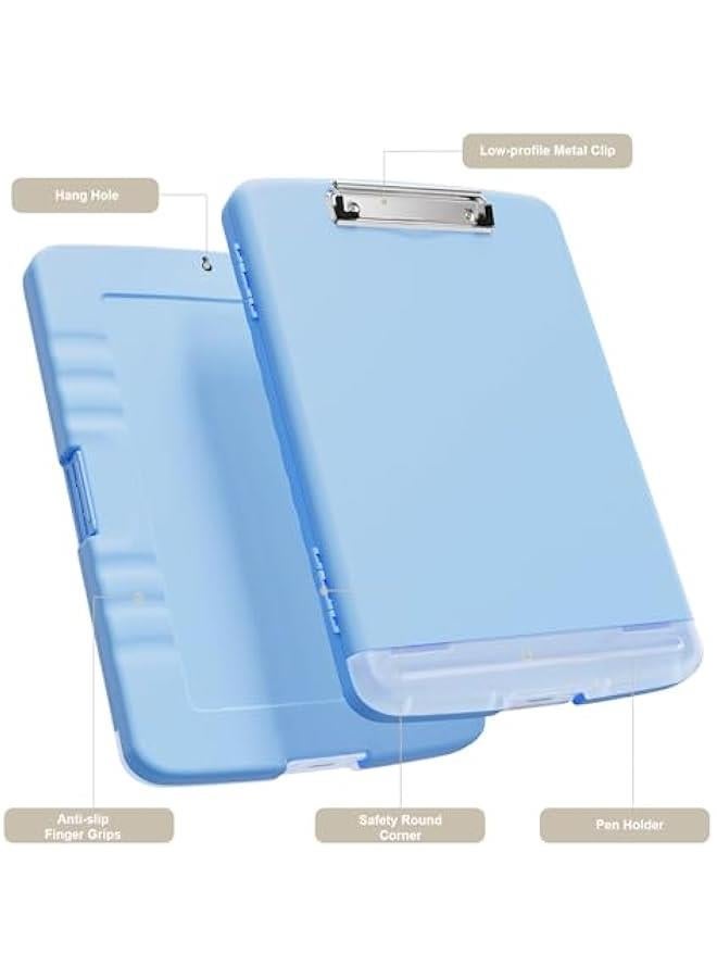 Clipboard with Storage, 8.5 x 11 Organization Box with Pen Holder and A4 Legal Paper Folder, Folio & Side-Opening, Low Profile Clip,for Nurses,Teachers, Size 14 x 9.6 x 1.2 in, Dark Blue - Image 2