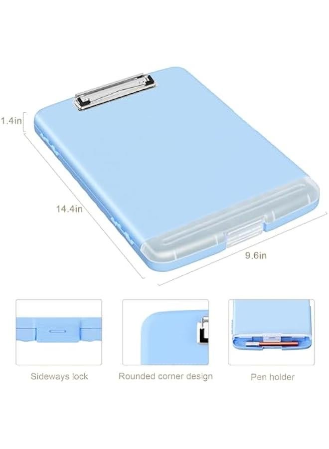 Clipboard with Storage, 8.5 x 11 Organization Box with Pen Holder and A4 Legal Paper Folder, Folio & Side-Opening, Low Profile Clip,for Nurses,Teachers, Size 14 x 9.6 x 1.2 in, Dark Blue - Image 3