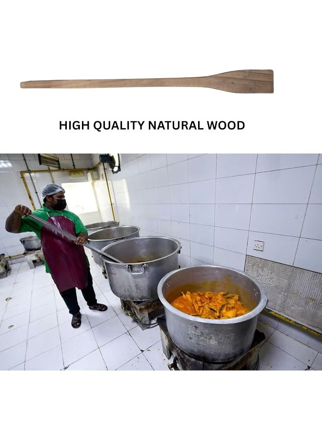 HASANAT ESSENTIALS ملعقة طهي خشبية بطول 1 متر من هاسانات إيسينشالز - ملعقة كبيرة للمطابخ العامة، الأواني الكبيرة والطهي التجاري - Image 3